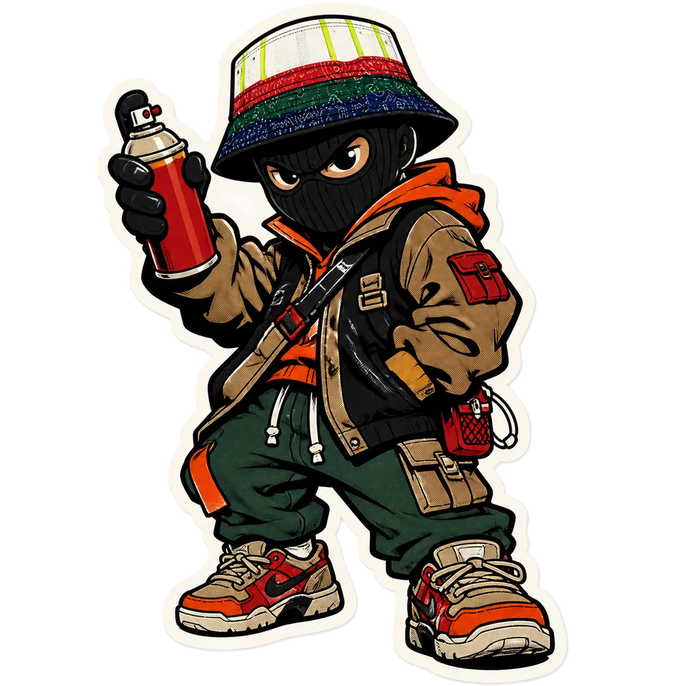 ODC mascot: a balaclava figure holding a spray can